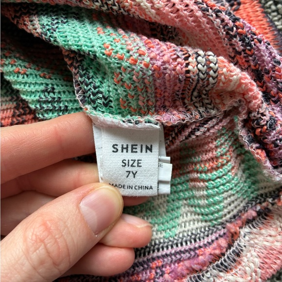 Shein Girl’s Pink/Orange/Green Crochet Style Dress, Size 7Y - Picture 4 of 8